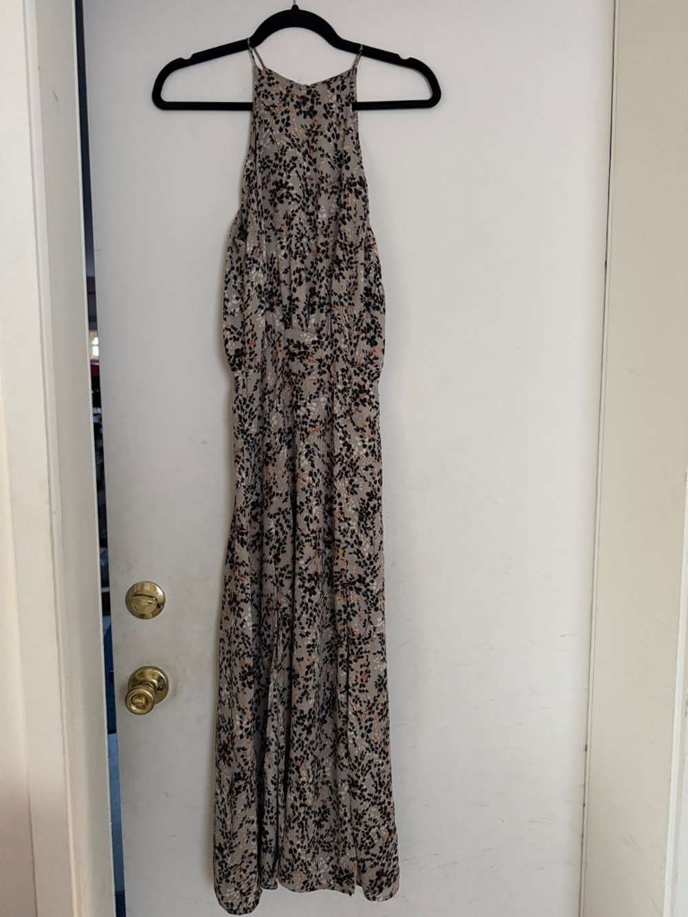 DRA multi color mauve floral print halter dress with front slit